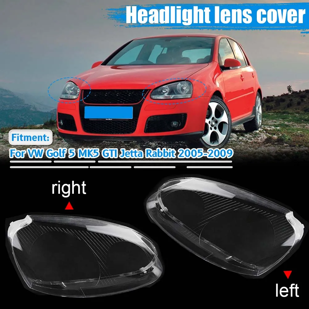 

For VW Golf 5 MK5 GTI Jetta Rabbit 2005-2009 Front Headlight Lens Cover Transparent Lampshade Car Headlamps Shell Accessories