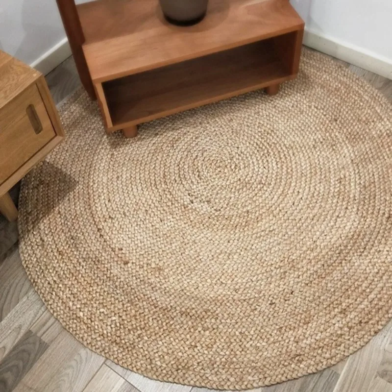 Living Room Carpet Natural Jute Woven Wear-resistant Stain-resistant Rug Natural Primary Color Large Area Floor Mat Ковер Tapis