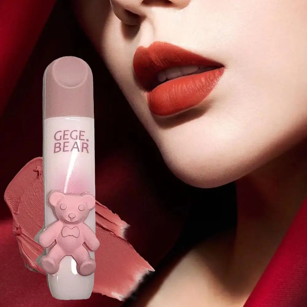 Gegebea Gogo Bear Tender Color Lip Glaze Soft Mist Lip Lipstick Gloss Môi Son Milk Lip Matte Mist Mud Nhung Q4S7