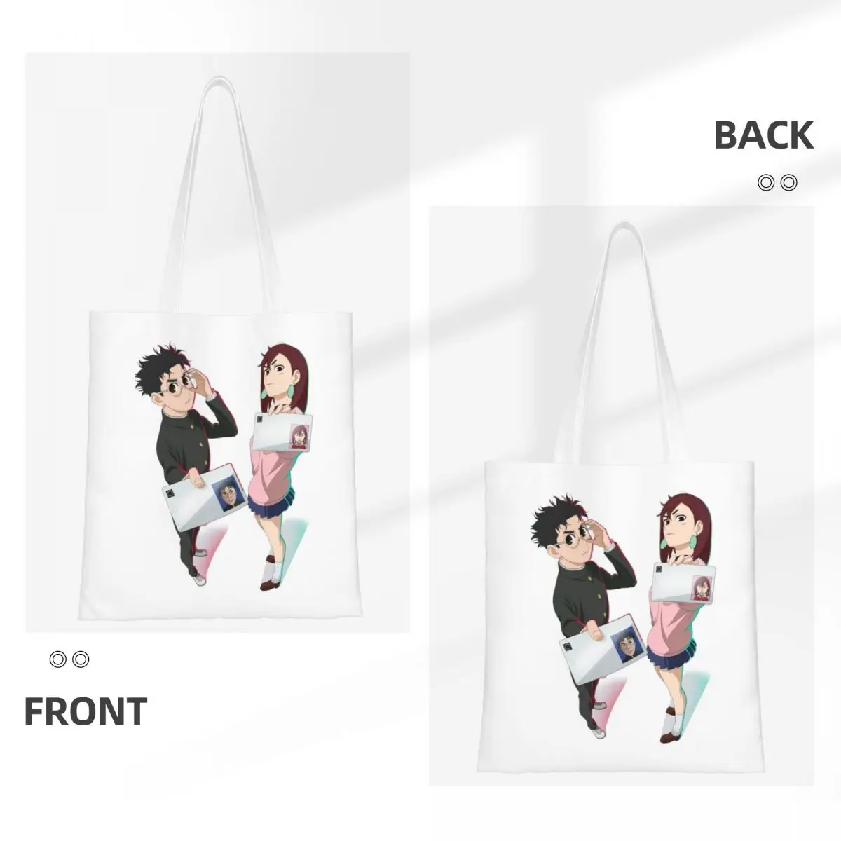 Dandadan Anime Eyes W Kaji Manga Sacos de compras Lona A sacola reutilizável para senhoras bolsa de ombro bolsa de viagem