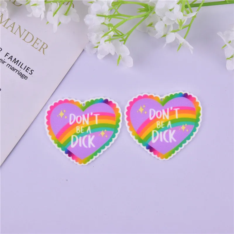 Breloques en forme de cœur arc-en-ciel, 10 pièces/paquet, pour bricolage, accessoire de bijoux