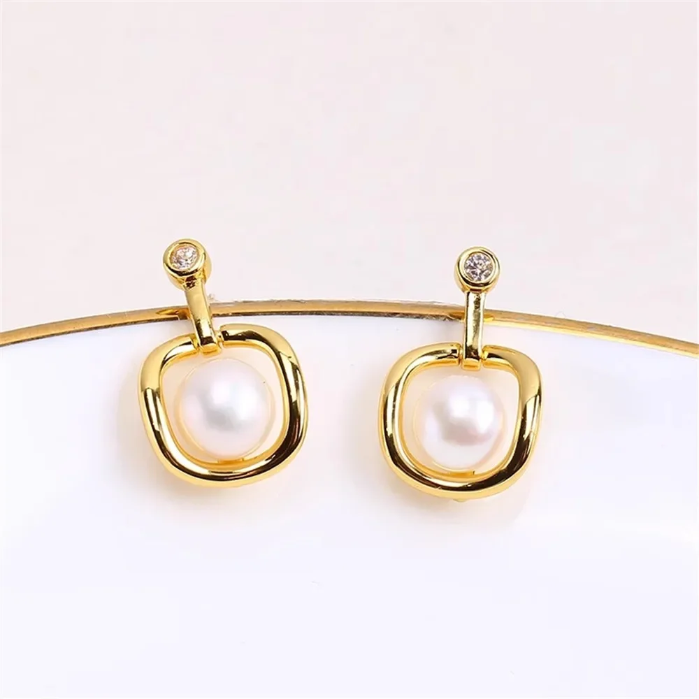 

Gold Plated Pearl Earring Settings, DIY Jewelry Making Supplies, Blank Ear Stud Bases for Handmade Accessories, 1pair No Pearl