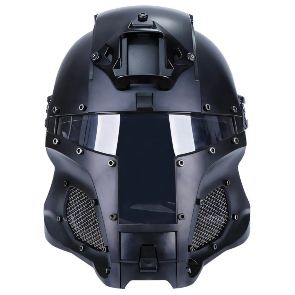 Wosport Medieval Helmet Full Face Mesh Mask ABS Shell Replaceable Lens Adjustable for Airsoft Outdoor Training Gear Hobby Kit
