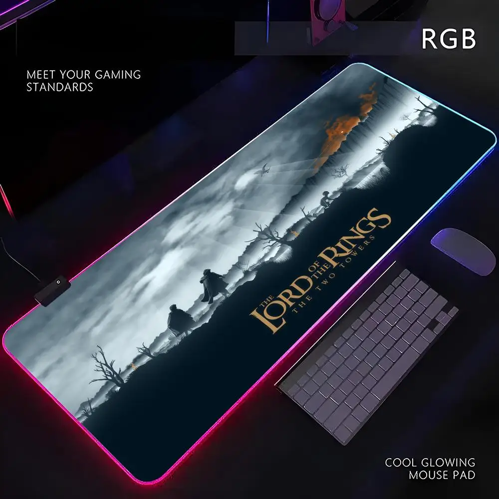 The L-Lord Of The R-Rings Mouse Pad RGB Gamer LED Light Mouse Mat Peripherals Mousepad Computer Desk Mat XL Mice Keyboard Carpet