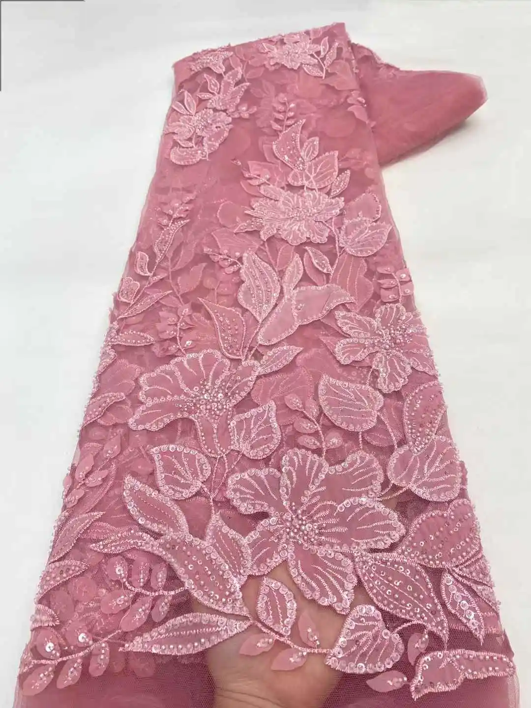 نسيج الدانتيل الأفريقي 2025 اليدوية مطرز أقمشة الدانتيل فرنسا الترتر النيجيري التطريز الزفاف شبكة نسيج الدانتيل للخياطة