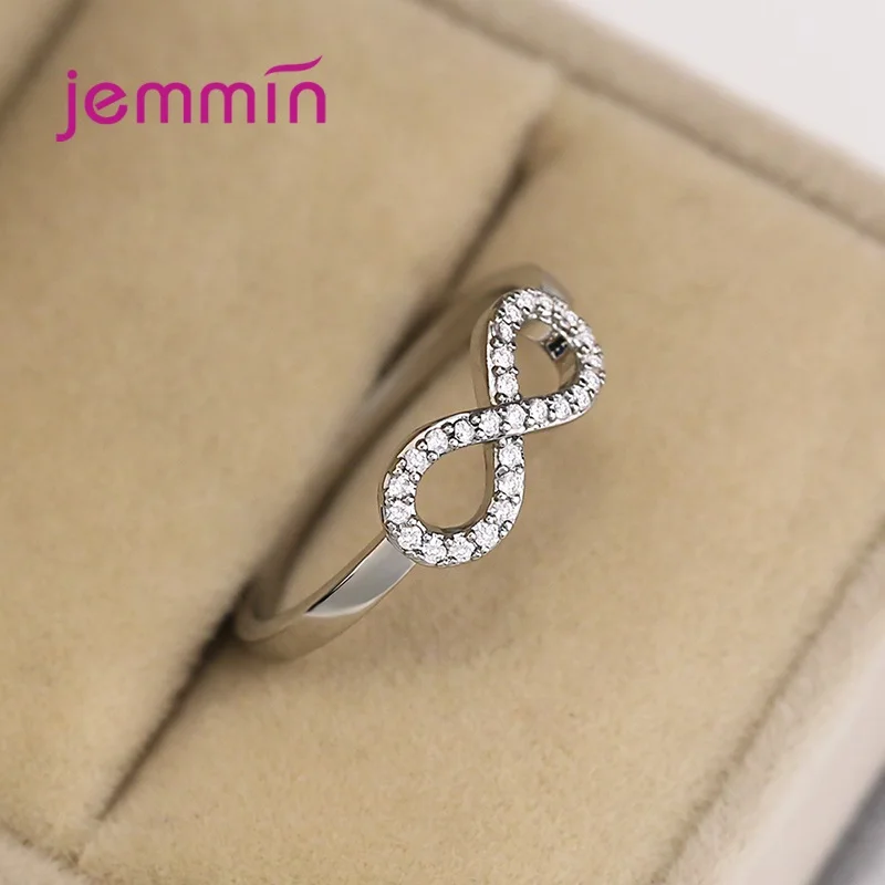 Hot Sale 925 Sterling Silver Infinity Love Infinite Clear CZ Rings for Women Engagement Wedding Jewelry Valentine's Day Gift