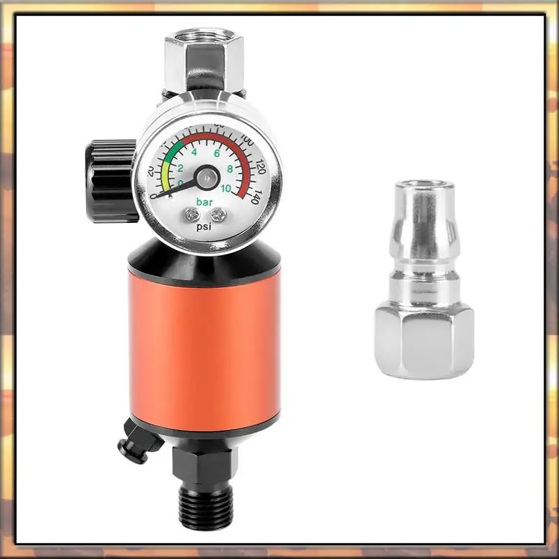 

AS59 Air Compressor Regulator & Water Separator With 140 PSI Gauge - 1 Micron-Filter, 1/4Inch NPT, Push Button Drain Valve