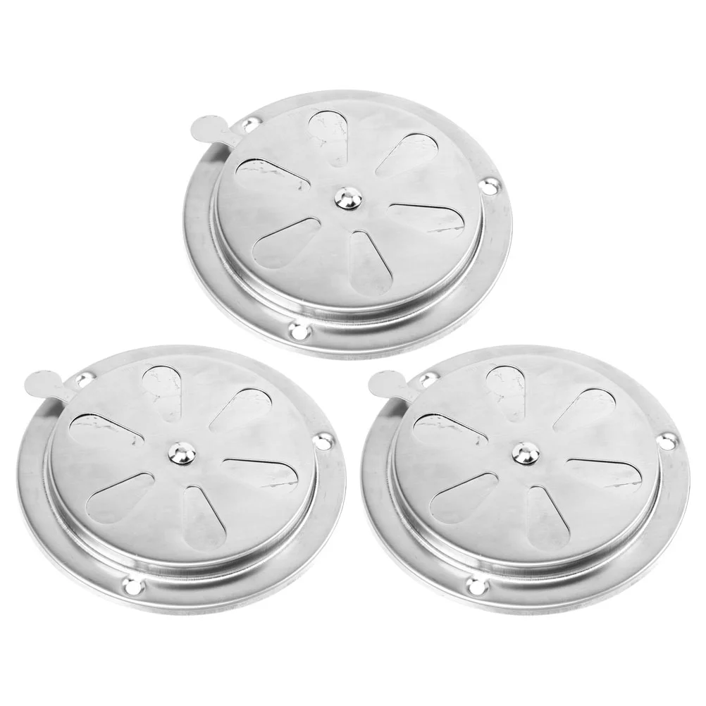 3 Pcs Temperate Box Dryer Marine Bilge Air Blower Silver Stainless Steel Louvered Vent