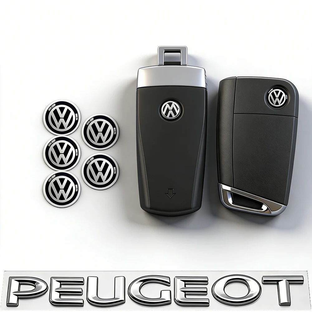 5/10 Peças Adesivos de Emblema para Chave de Carro 14mm Acessórios Automotivos para VW Scirocco Polo T5 Passat B6 Golf MK5 Tiguan Jetta CC MK7