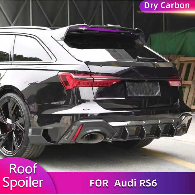 

Dry Carbon Car Rear Roof Spoiler Wings For Audi RS6 Avant Wagon 4-Door 2019-2021 Auto Rear Window Roof Wing Spoiler Accessories