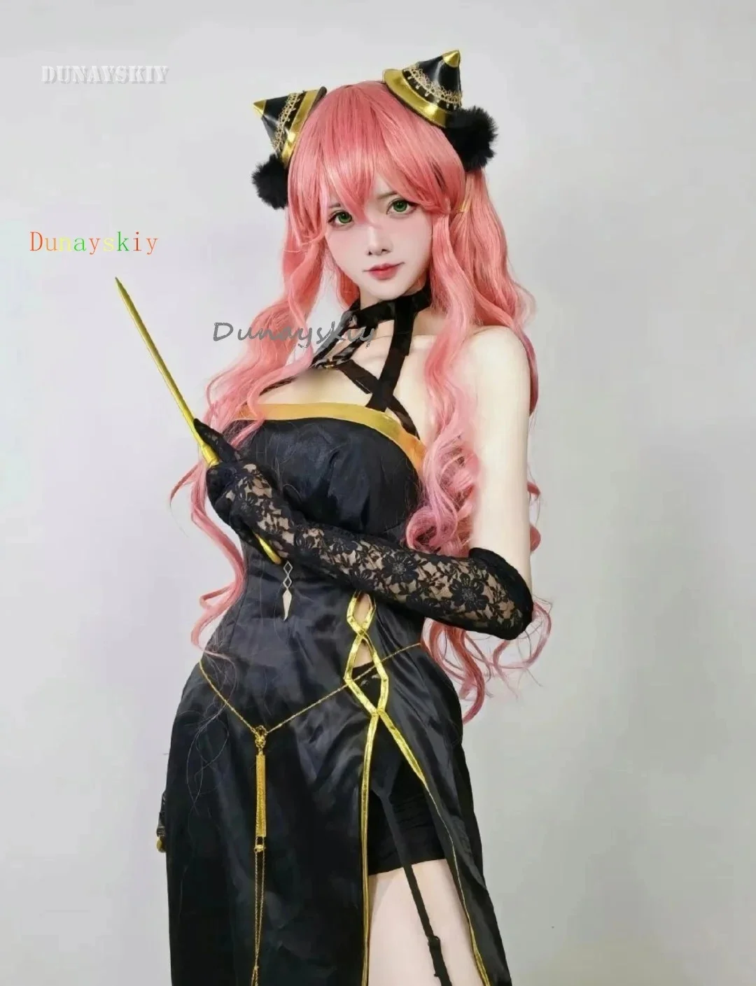 الكبار أنيا فورجر تأثيري حلي فستان أسود مجموعة كاملة الوردي شعر مستعار هالوين عيد الميلاد Coser النساء ملابس للحفلات