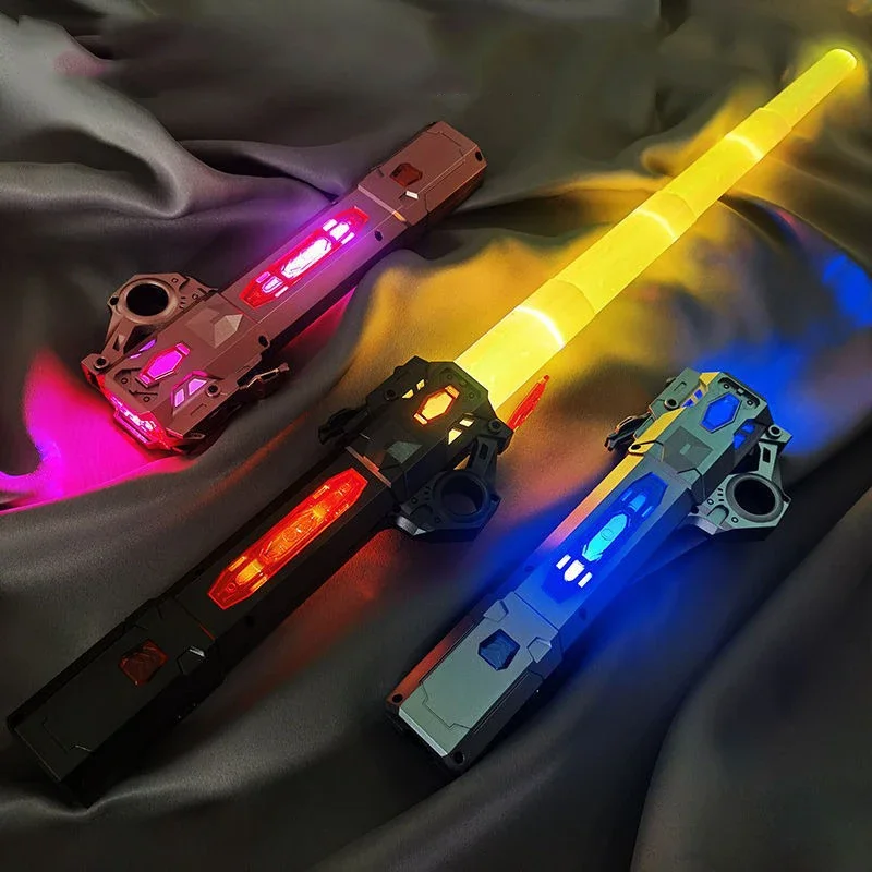 Crianças coloridas espada brilhante brinquedos telescópica música espada laser 2-em-1 rotativa brinquedo de descompressão espada leve crianças brinquedos adultos