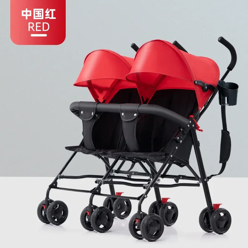 2024Twin Stroller Super Light Folding Double Umbrella Cart Second Child Stroller