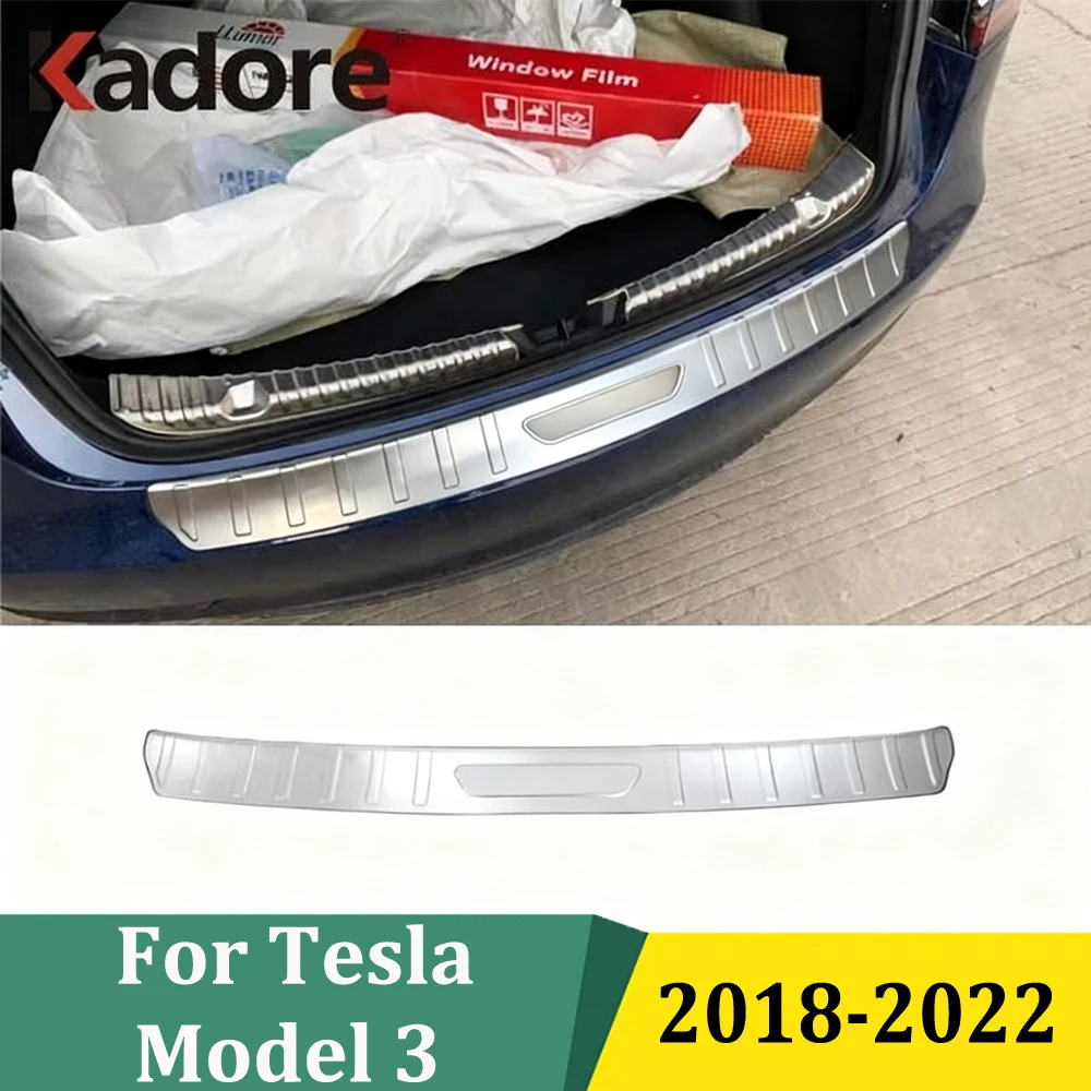 

For Tesla Model 3 2018 2019 2020 2021 2022 Outer Rear Bumper Protector Plate Trim Door Sill Scuff Cover Car Accessories
