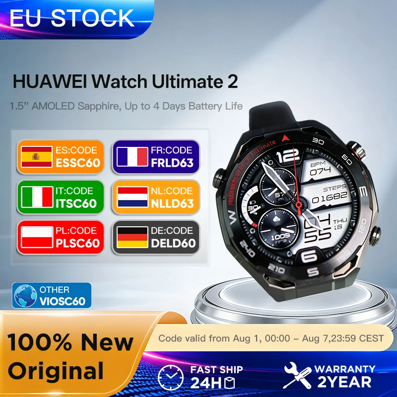 Montre connectée HUAWEI Watch Ultimate 2 avec écran couleur AMOLED de 1,5 pouce