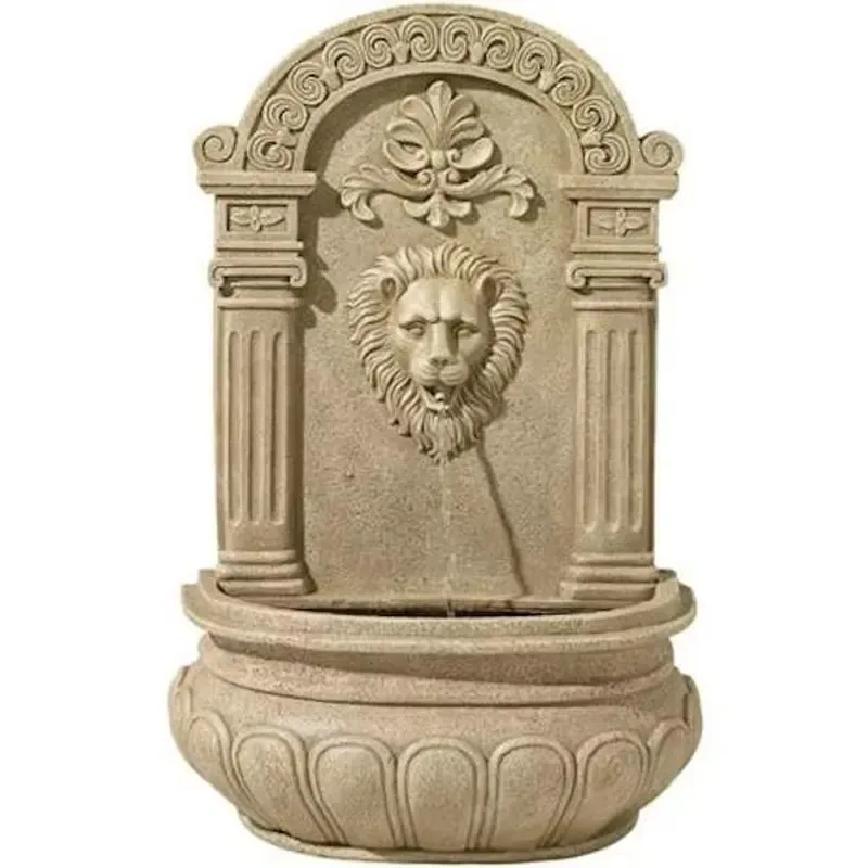 custom stone fountain lion head garden marble feature wall-mounted fountain