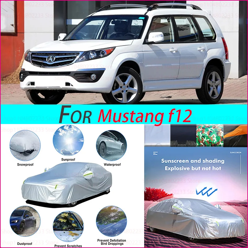 

Black Heavy Duty Car Cover Waterproof All Weather, Full Exterior Cover Outdoor Snow Sun Uv Protection For Mustang F12
