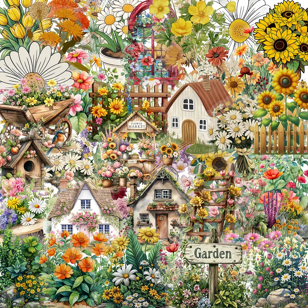 50 قطعة من ملصقات بيوت الزهور حساب اليد ديكور دفتر اللوحي مقاوم للماء ملصقات سكرابوكينغ ذاتية الصنع شارات أشياء لطيفة #6