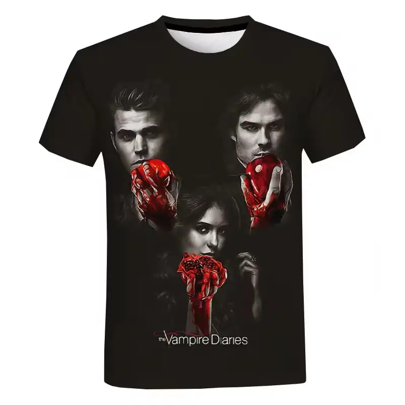 Horror TV Series The Vampire Diaries 3D Printed T-Shirt Men Women Fashion Oversized Short Sleeve Vintage Harajuku Tee Tops