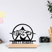 1pc Fashion Personalized Custom Electrical Engineer Metal Statues Metal Art With Wooden Base With A Male Theme Office Space
