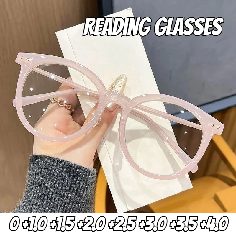 

Unisex Fashion High-definition Anti-blue Light Reading Presbyopia Glasses New Luxury Retro Round Large Frame Presbyopia Glasses