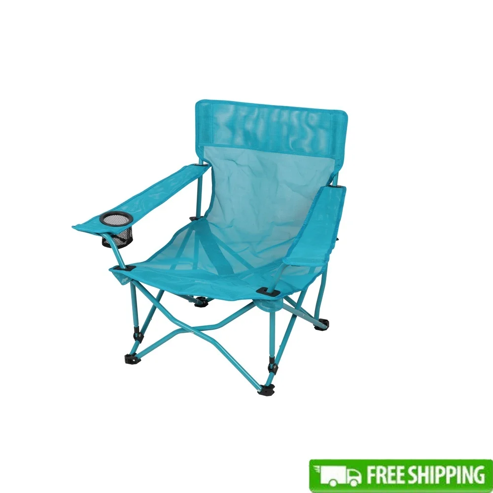 

Durable Folding Beach Chair with Steel Frame Dura-Mesh Fabric Compact Quad Design Lower Seat Height Built-in Cupholder Outdoor