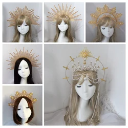 Baroque Style Diy Lolita Crown Material Church Sun Goddess Crown Virgin Mary Lolita DIY Tiara Crown Making Kit Hair Accessories