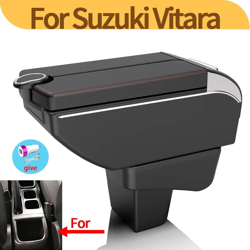 

Для Suzuki Vitara подлокотник с USB-портом ящик для хранения центральной консоли аксессуары для салона автомобиля многофункциональный органайзер