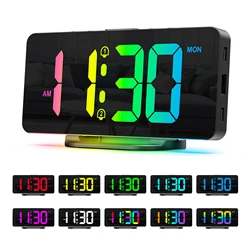 ORIA Digital Alarm Clock RGB LED Digital Clocks Colorful Clocks With Atmosphere Night Light for Home Office Best Gifts