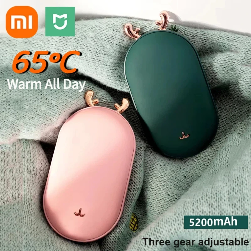 Xiaomi 2 в 1 грелка для рук Power Bank 5200 мАч портативное нагревательное устройство с регулируемой температурой для зимних активного отдыха 2025