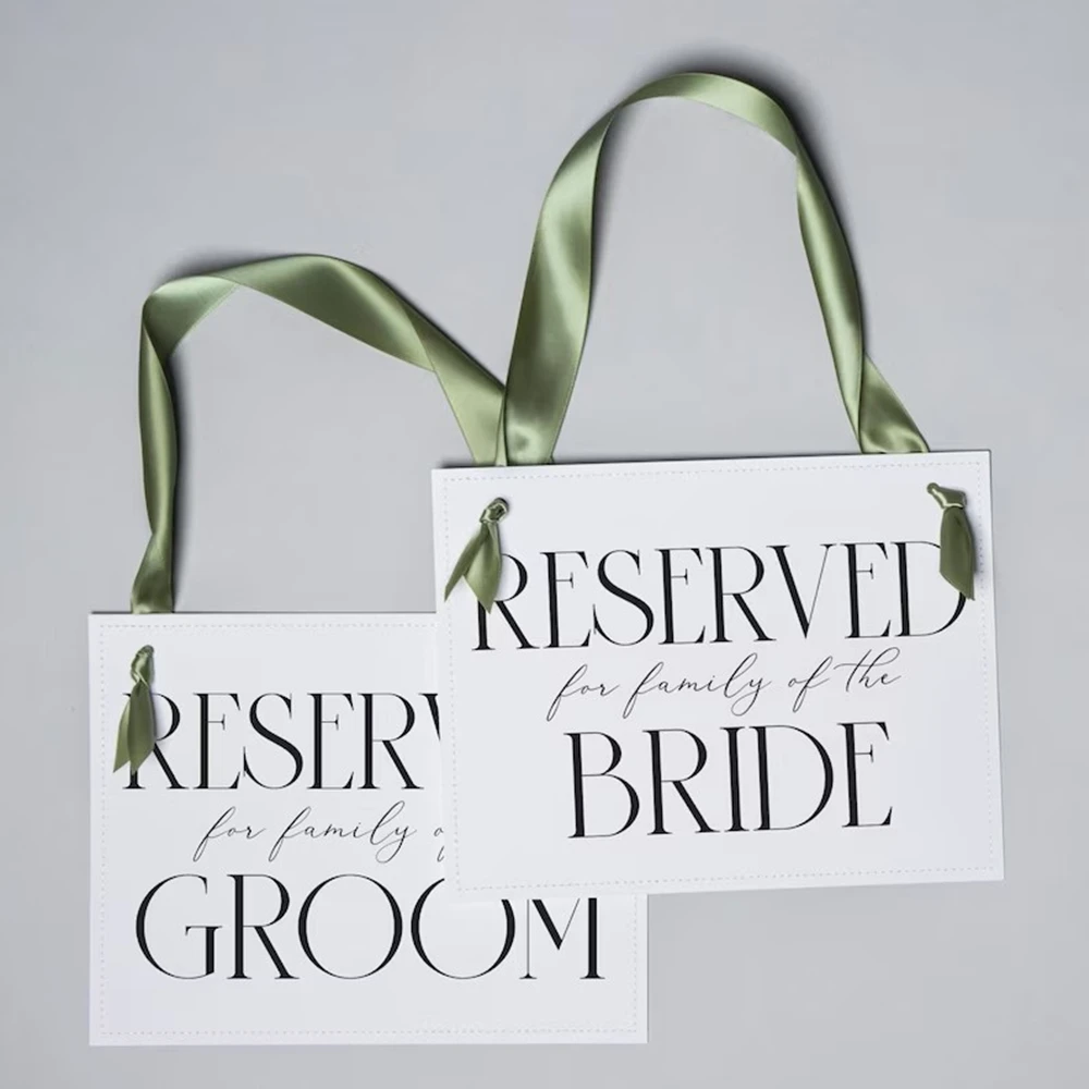 Reserved for Family of Bride and Groom Wedding Chair Signs (Set of 2 Banners) 3056