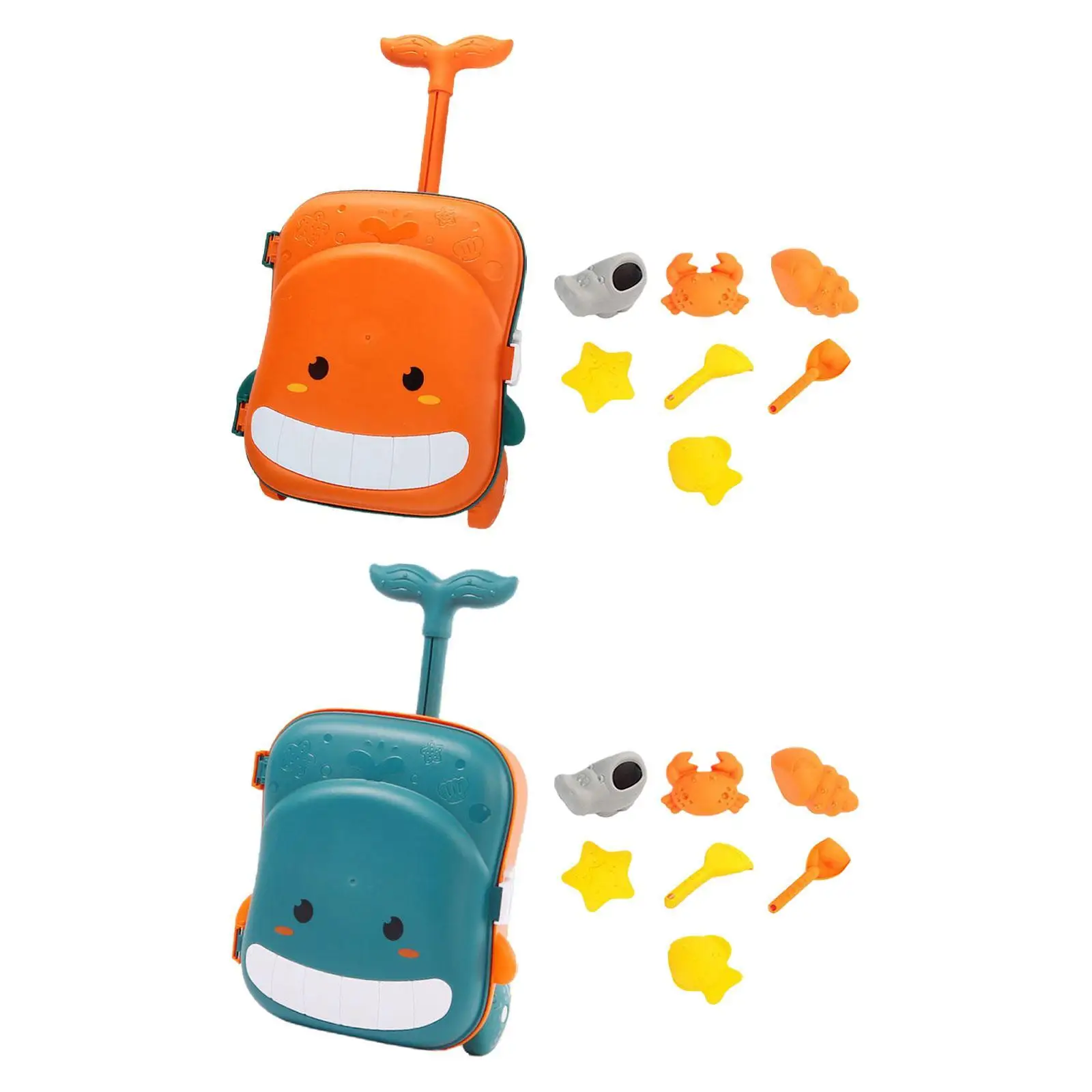 Set di giocattoli da spiaggia per bambini Giocattolo da esterno Viaggio Spiaggia Kid Tirare il giocattolo Strumento di scavo di sabbia Clessidra Pala Secchio Kit Trolley per bagagli