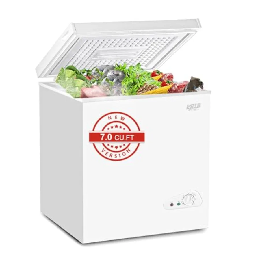 فريزر صدر مدمج 7.0 قدم مكعب مع باب مفتوح علوي وسلة تخزين قابلة للإزالة للاستخدام المنزلي أو المرآب 7 سرعات لدرجة الحرارة #1