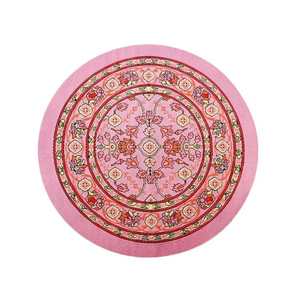 Toy Multicolor Dollhouse Carpet Floral Pattern Oval Round Miniature Weaving Rug Scene Model Playing House Floor Covering Mat