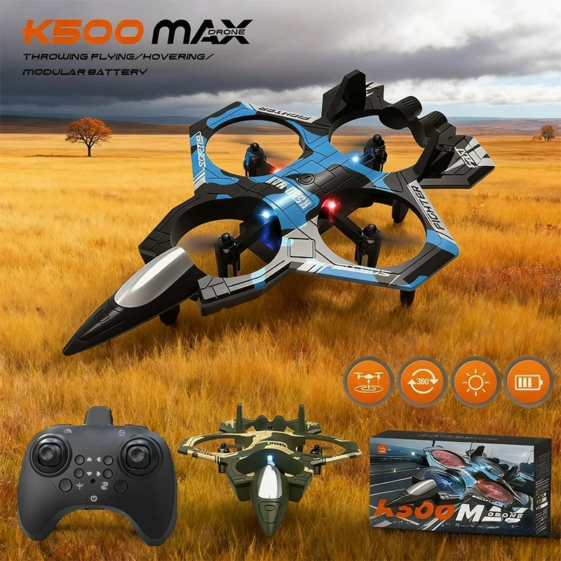 

K500Max Throw Fly RC Самолет Трюк-дрон с удержанием высоты 360 Flip Trick One Key Start 3-скоростной режим защиты от столкновений Подарок