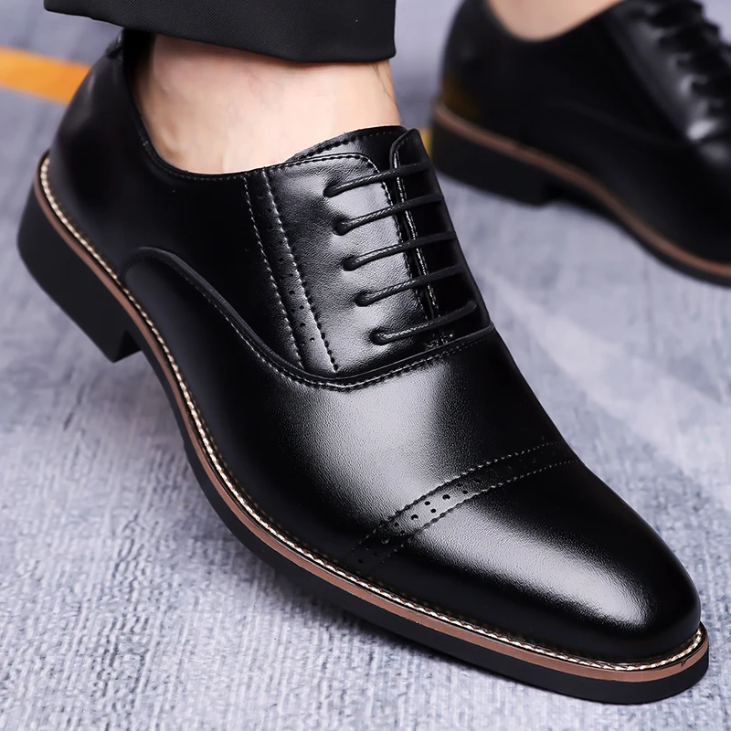 

Men's Comfortable Slip-on Formal Derby Leather Shoes, soft non-slip sole, breathable, ideal for business and banquets-XH9223