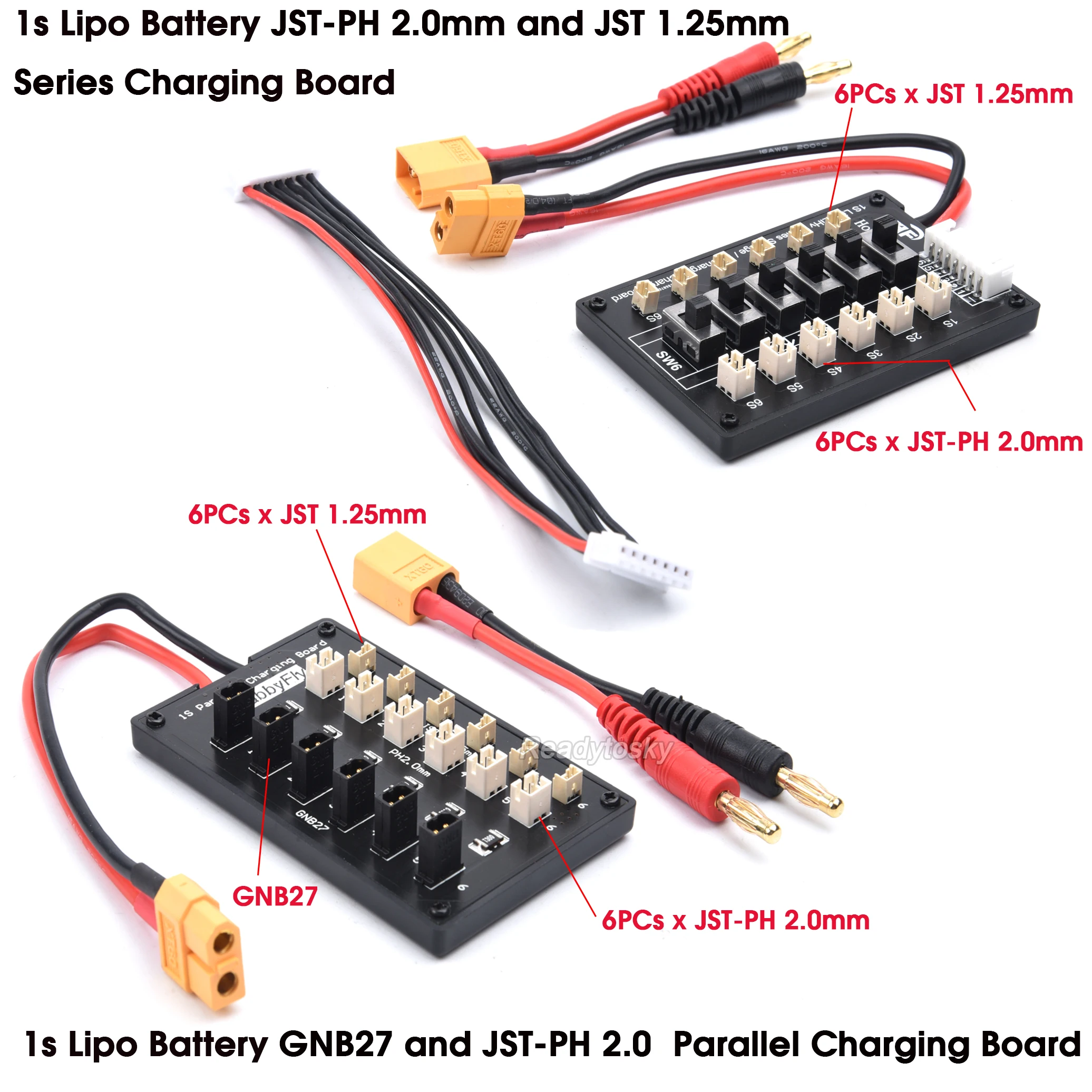 1s Lipo Battery Series / GNB27 Parallel Charging Board Ultra Micro JST-PH 2.0MM Plate MCX MCPX for Tiny Whoop Charger Board