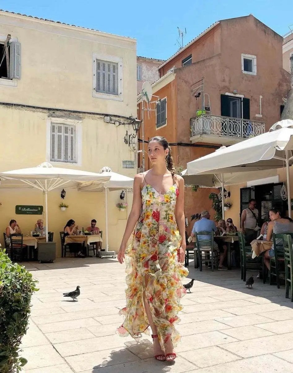 Femme vêtements robes 2025 Style hors épaule femmes mode mousseline de soie imprimé fée longue tempérament robe de soirée femme vêtements