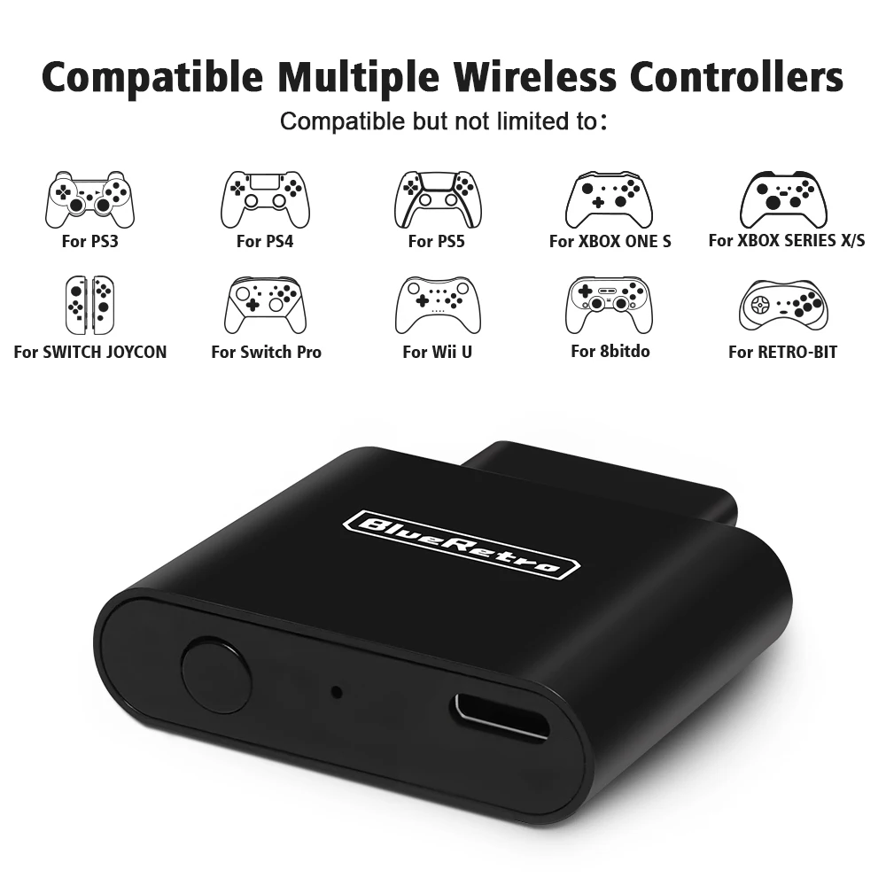Adapter bezprzewodowego kontrolera do gier Retroscaler BlueRetro dla konsoli SNK NEO·GEO MVS AES CD CDZ, kompatybilny z kontrolerami 8Bitdo i PS5 — zdjęcie produktu 4