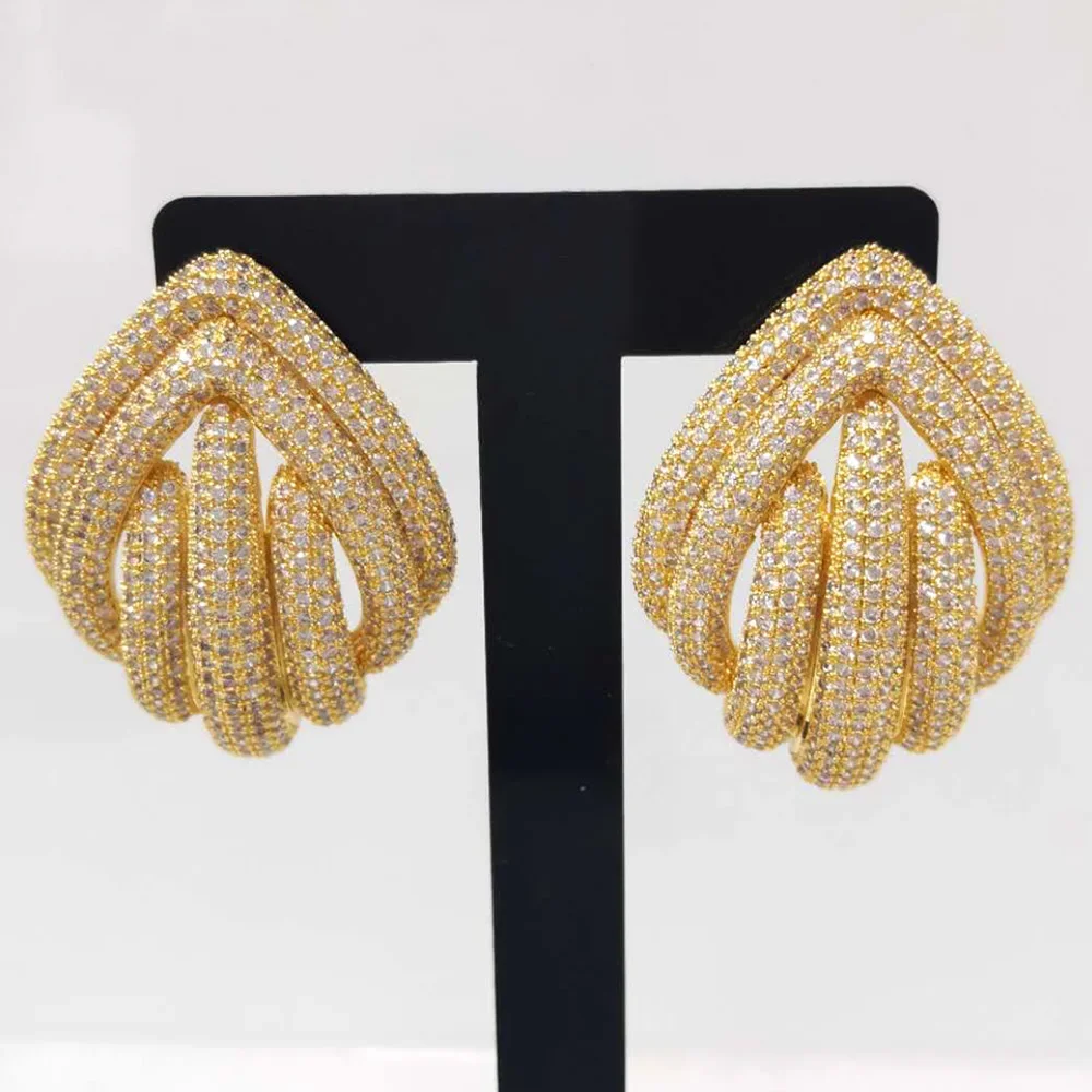 

Kellybola New Chic Popular Shiny Big Earrings Shiny Cubic Zircon For Fashion Noble Women Bridal Wedding Party Accessories