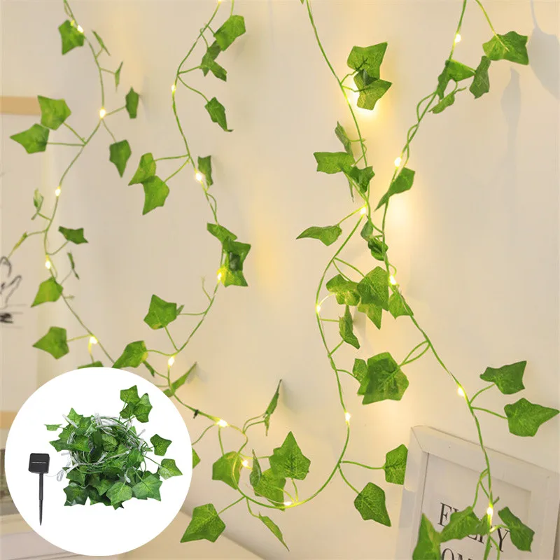 

Солнечные искусственные листья, гирлянда, уличный садовый светильник, украшение для свадебной вечеринки, светодиодные гирлянды, гирлянды, ландшафтное освещение