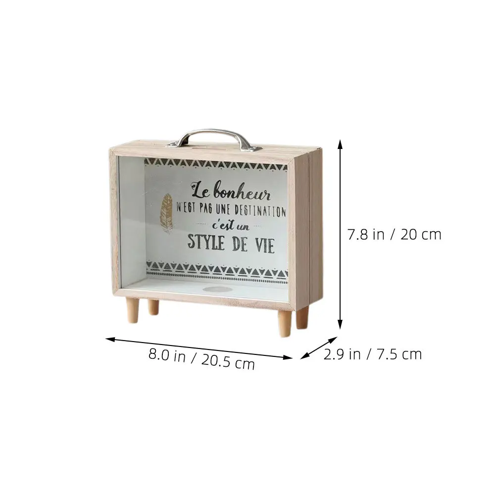 2 pièces cadre en bois tirelire polyvalent fenêtre transparente banque de monnaie boîte d'économie d'argent enfants adultes stockage de bureau à domicile
