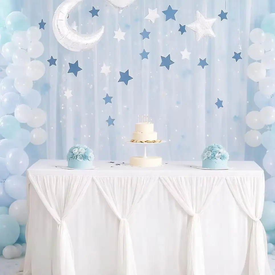 Thick Non-Slip Table Drape Smooth Off-White Hues For Wedding Reception Gender Reveal Fine Dining Table Skirts Decor