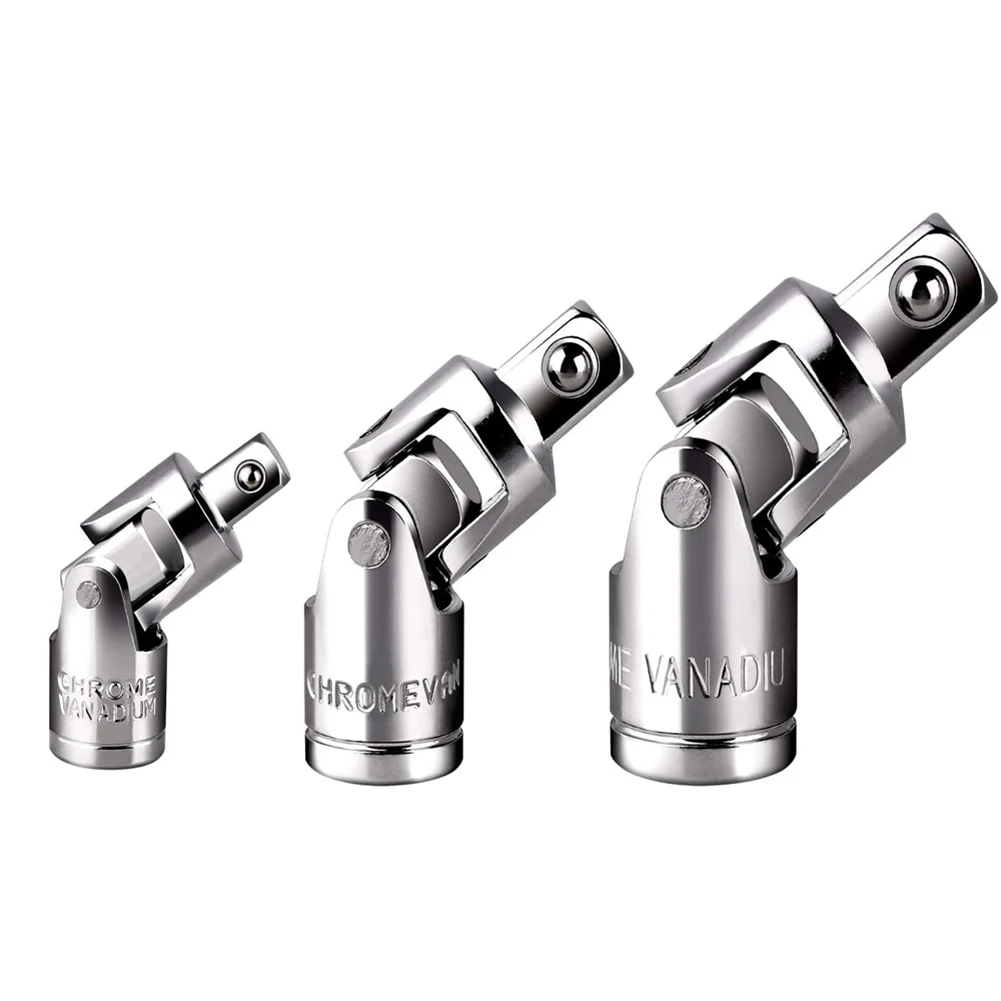 6Pcs Universal Joint Socket Adapter 1/2'' 3/8'' 1/4'' Flexible Knuckle Set Ratchet Angle Extension Bar Wrench Sleeve Adapter