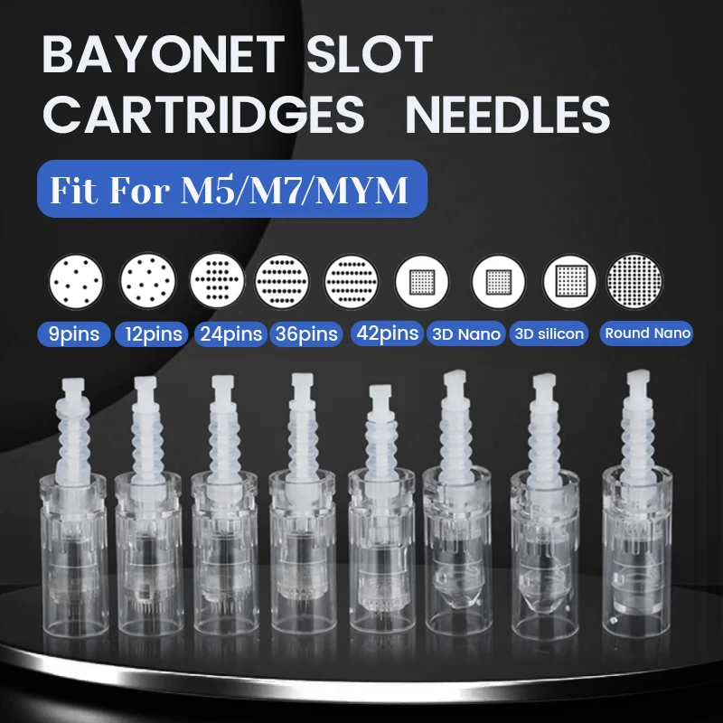 Электрическая микроигла N2 M5 M7 MYN Derma Pen Needles Байонетный слот Microneedling Nano-картриджи 12, 24, 36, 42 контакта
