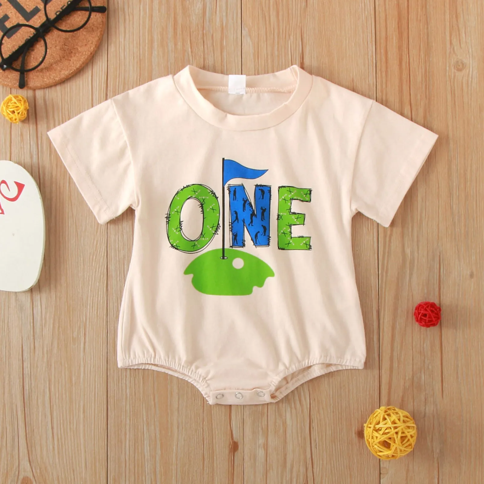 Infant Boys Girls 1st Birthday Outfits Rompers Short Sleeve Letter Print Romper Jumpsuits Newborn Bodysuits Baby Girl 6M-12M-18M