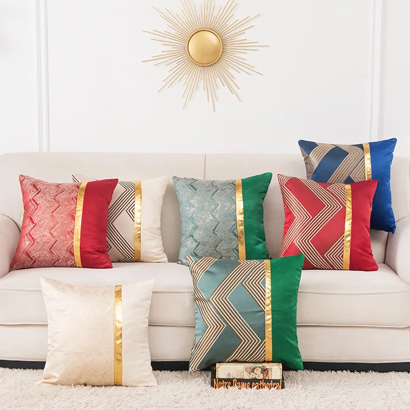 45*45cm Bronzing Geometric Sofa Throw Pillowcover Living Room Decorative Cushion Cover Home  Decorative Office Pillowcase