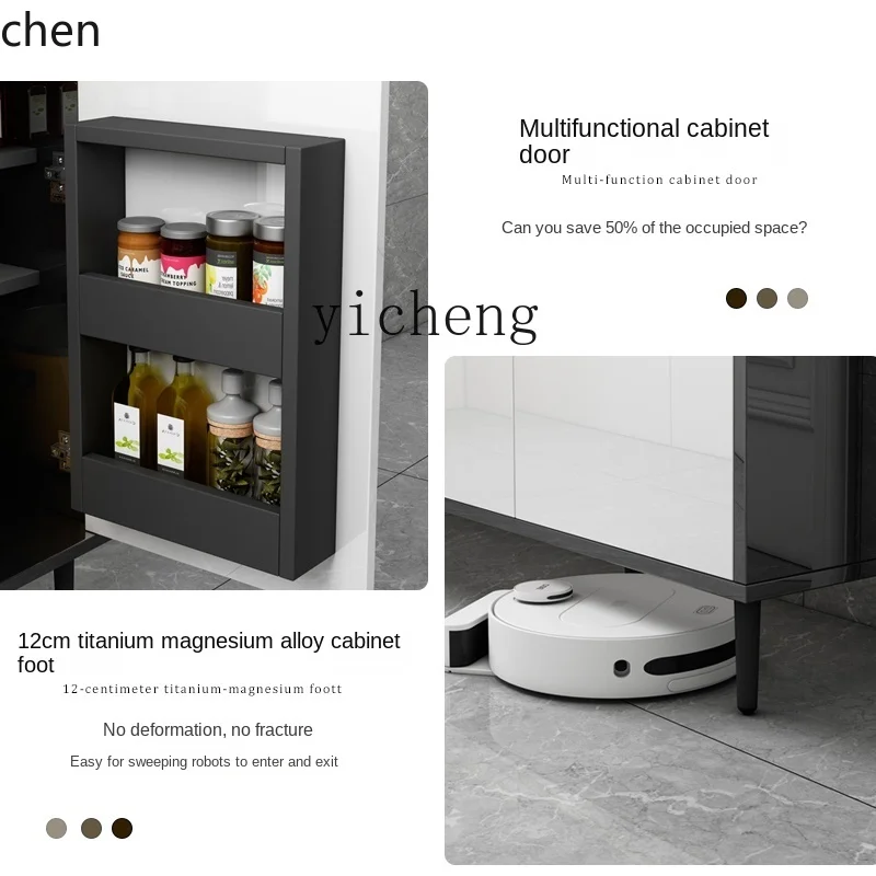 YFY Sideboard Cabinet Stone Plate Tea Cabinet Kitchen Bowl Storage Cabinet Wall Integrated Locker