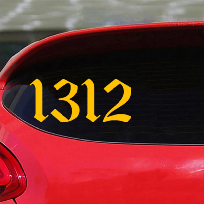 1312 Number Funny Vinyl Sticker, Waterproof Car Decal, Universal Exterior Decor for Truck Bumper Rear Window