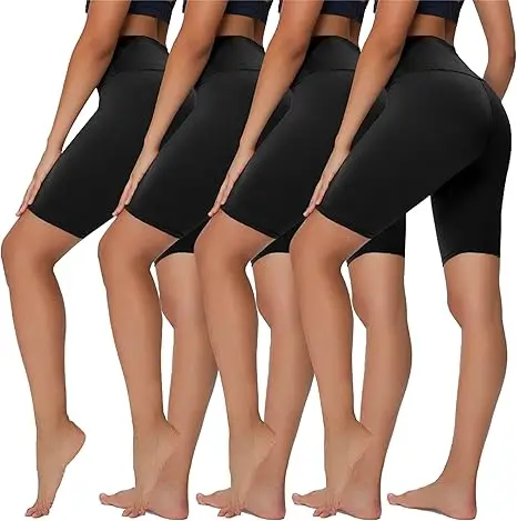 4 Pack Women High Waist Cycling Shorts Tummy Control Summer Sports Workout Biker Shorts